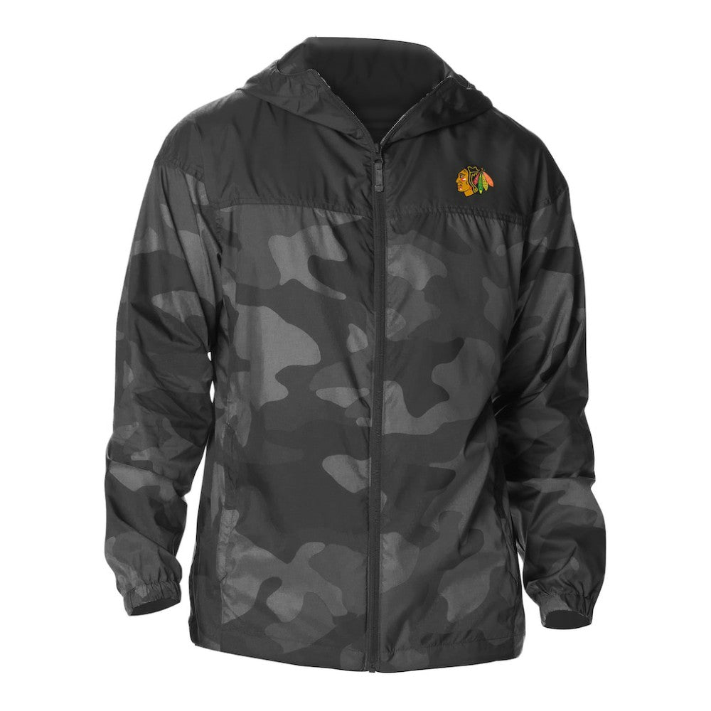 Chicago Blackhawks Columbia Camo Flash Challenger Omni-Shade Full-Zip Hoodie Windbreaker - Black - NHL 202780765