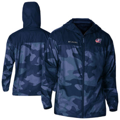 Columbus Blue Jackets Columbia Camo Flash Challenger Omni-Shade Full-Zip Hoodie Windbreaker - Navy - NHL 202780769