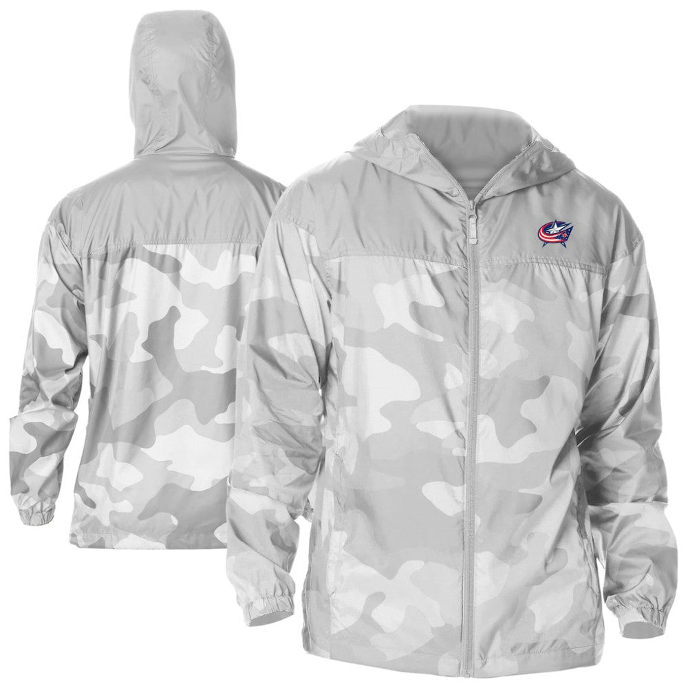 Columbus Blue Jackets Columbia Camo Flash Challenger Omni-Shade Full-Zip Hoodie Windbreaker - Gray - NHL 202780770