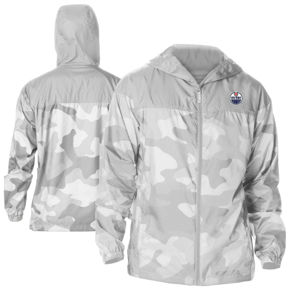 Edmonton Oilers Columbia Camo Flash Challenger Omni-Shade Full-Zip Hoodie Windbreaker - Gray - NHL 202780775