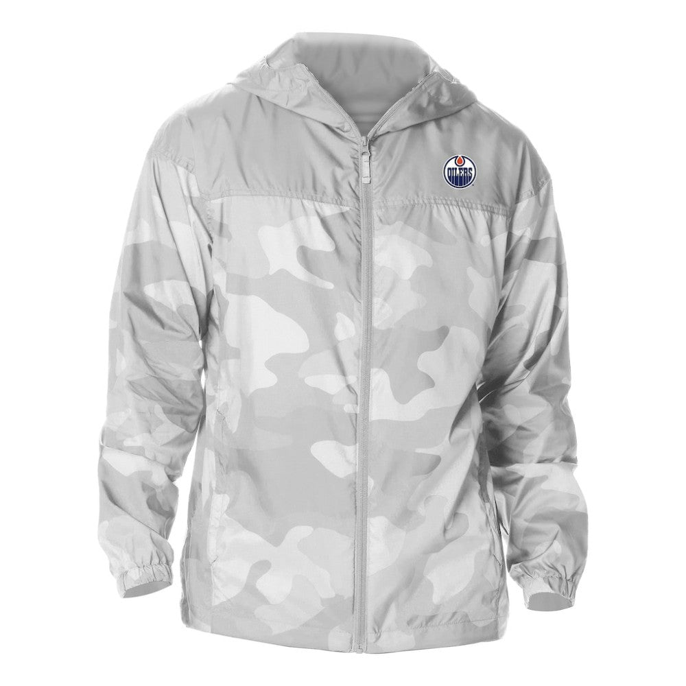 Edmonton Oilers Columbia Camo Flash Challenger Omni-Shade Full-Zip Hoodie Windbreaker - Gray - NHL 202780775