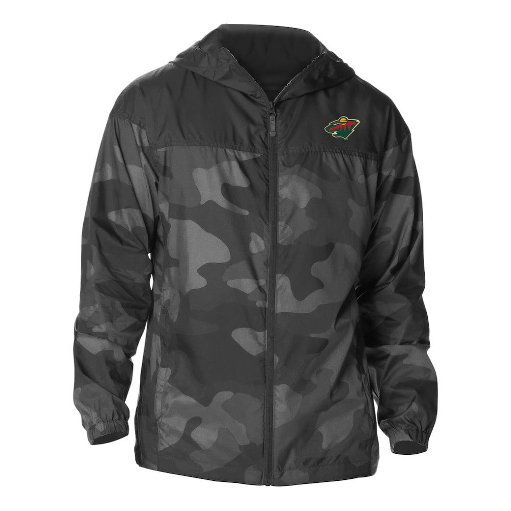 Minnesota Wild Columbia Camo Flash Challenger Omni-Shade Full-Zip Hoodie Windbreaker - Black - NHL 202780782