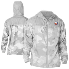 New York Islanders Columbia Camo Flash Challenger Omni-Shade Full-Zip Hoodie Windbreaker - Gray - NHL 202780790