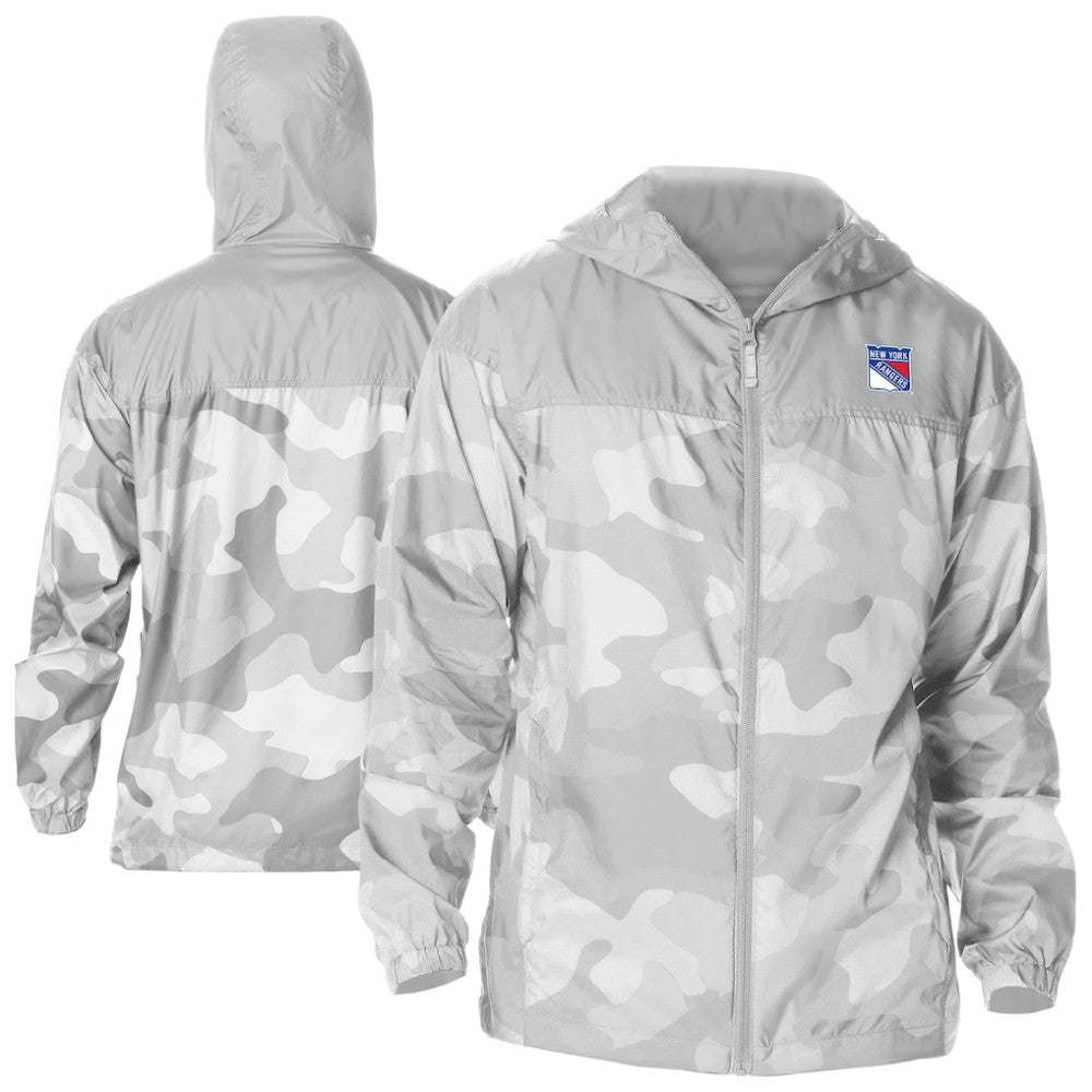 New York Rangers Columbia Camo Flash Challenger Omni-Shade Full-Zip Hoodie Windbreaker - Gray - NHL 202780793