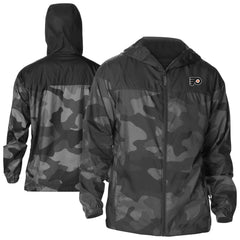 Philadelphia Flyers Columbia Camo Flash Challenger Omni-Shade Full-Zip Hoodie Windbreaker - Black - NHL 202780796