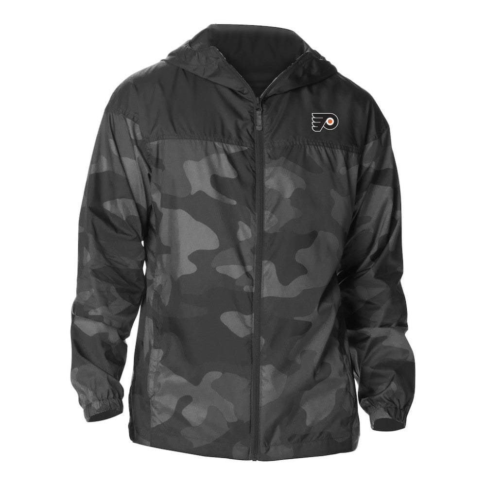 Philadelphia Flyers Columbia Camo Flash Challenger Omni-Shade Full-Zip Hoodie Windbreaker - Black - NHL 202780796