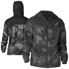 San Jose Sharks Columbia Camo Flash Challenger Omni-Shade Full-Zip Hoodie Windbreaker - Black - NHL 202780802