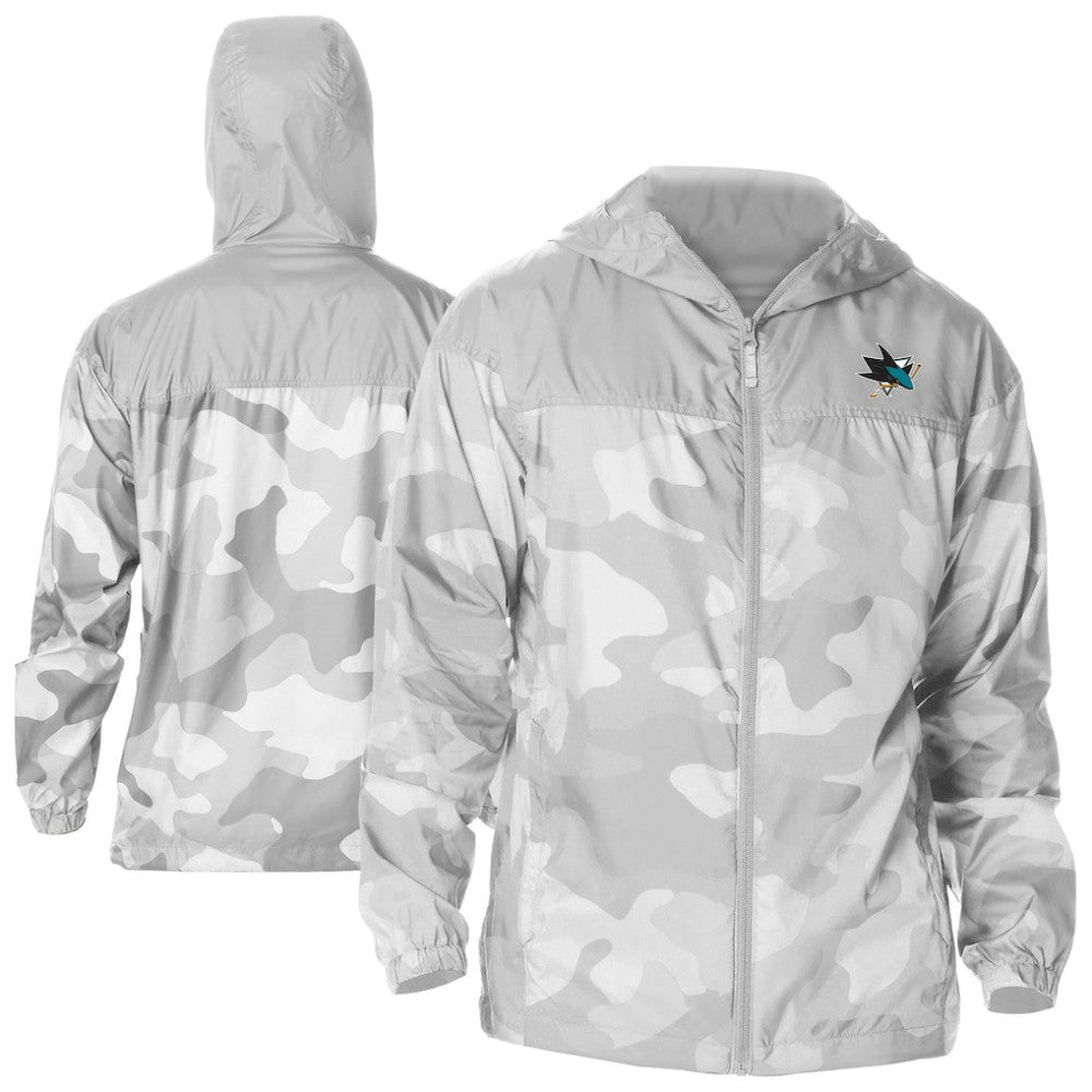San Jose Sharks Columbia Camo Flash Challenger Omni-Shade Full-Zip Hoodie Windbreaker - Gray - NHL 202780803