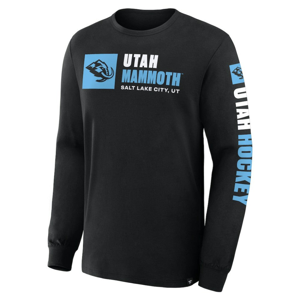 Utah Mammoth Fanatics Goal Crease Legacy Long Sleeve T-Shirt - Black - NHL 202782941