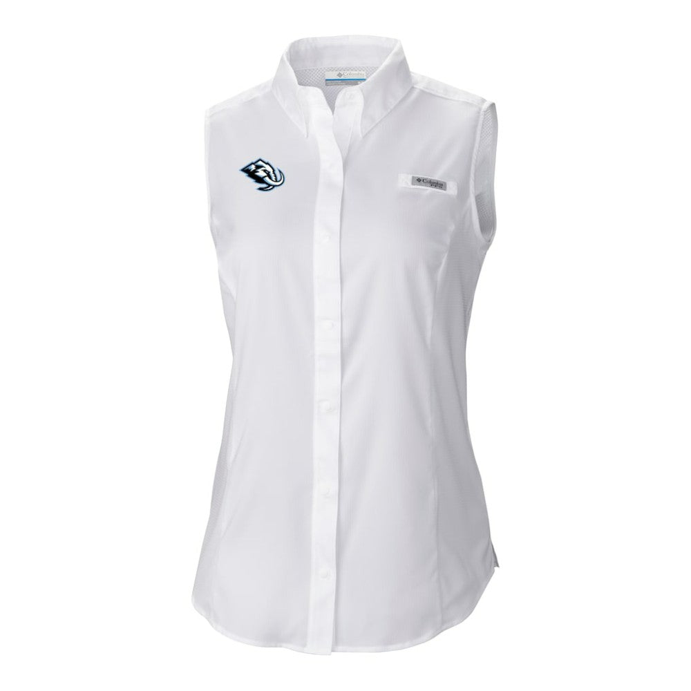 Utah Mammoth Columbia Women's Tamiami Omni-Shade Sleeveless Button-Up Shirt - White - NHL 202783902