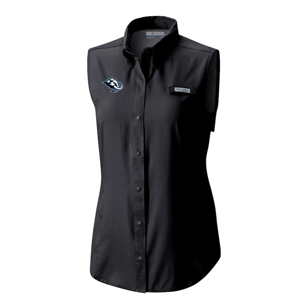 Utah Mammoth Columbia Women's Tamiami Omni-Shade Sleeveless Button-Up Shirt - Black - NHL 202783906