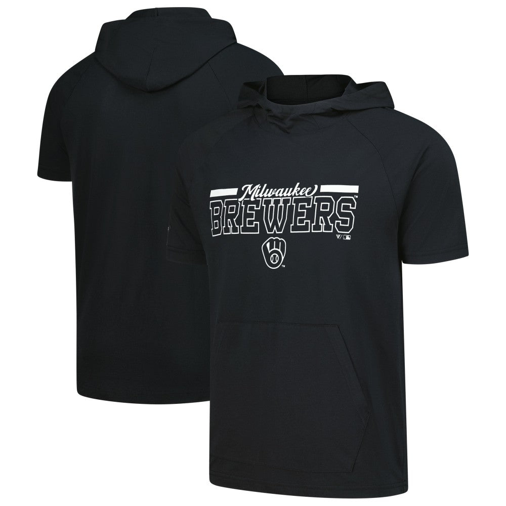 Milwaukee Brewers Levelwear Phase Vanguard Hoodie T-Shirt - Black - MLB on Sale