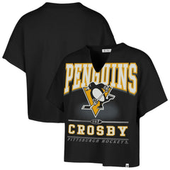 Sidney Crosby Pittsburgh Penguins '47 Women's Elation Name & Number Oversized Notch Neck T-Shirt - Black - NHL 202784300