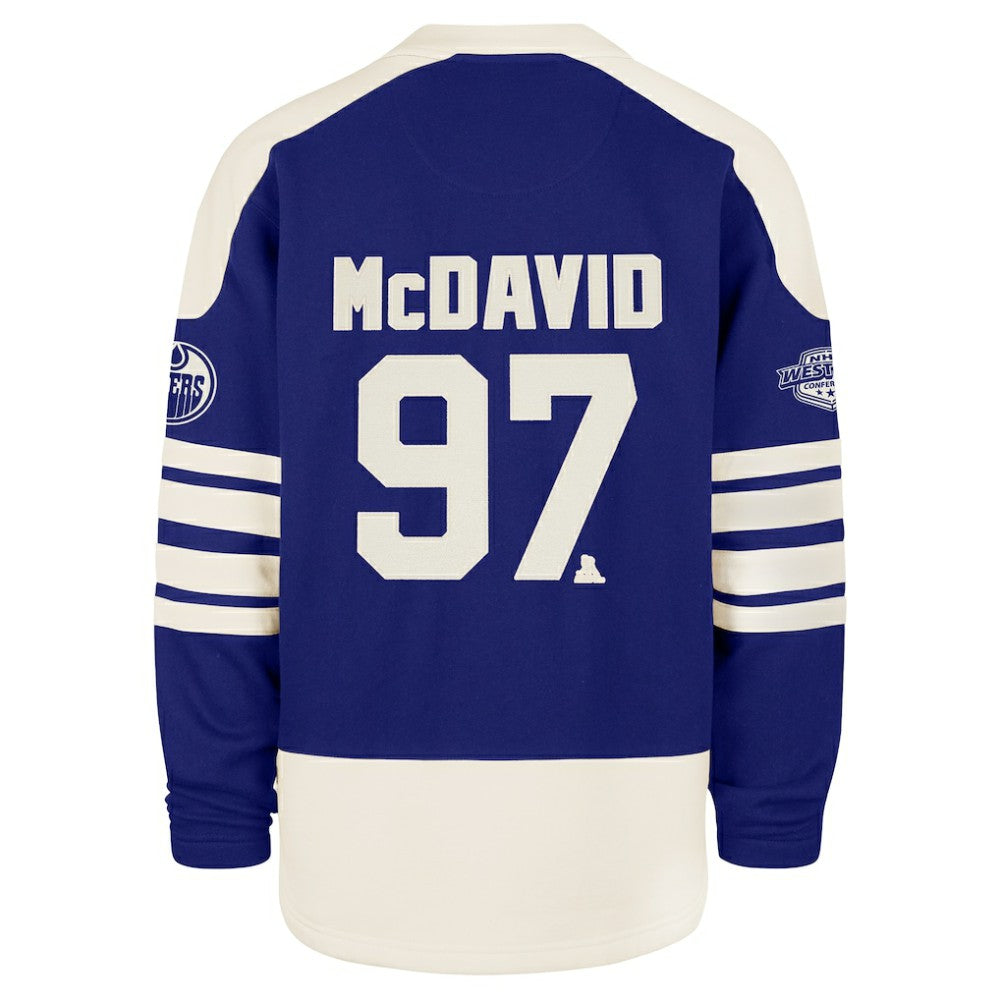 Connor McDavid Edmonton Oilers '47 Player Name & Number Sweep Check Eternal Lacer Sweatshirt - Royal - NHL 202784307