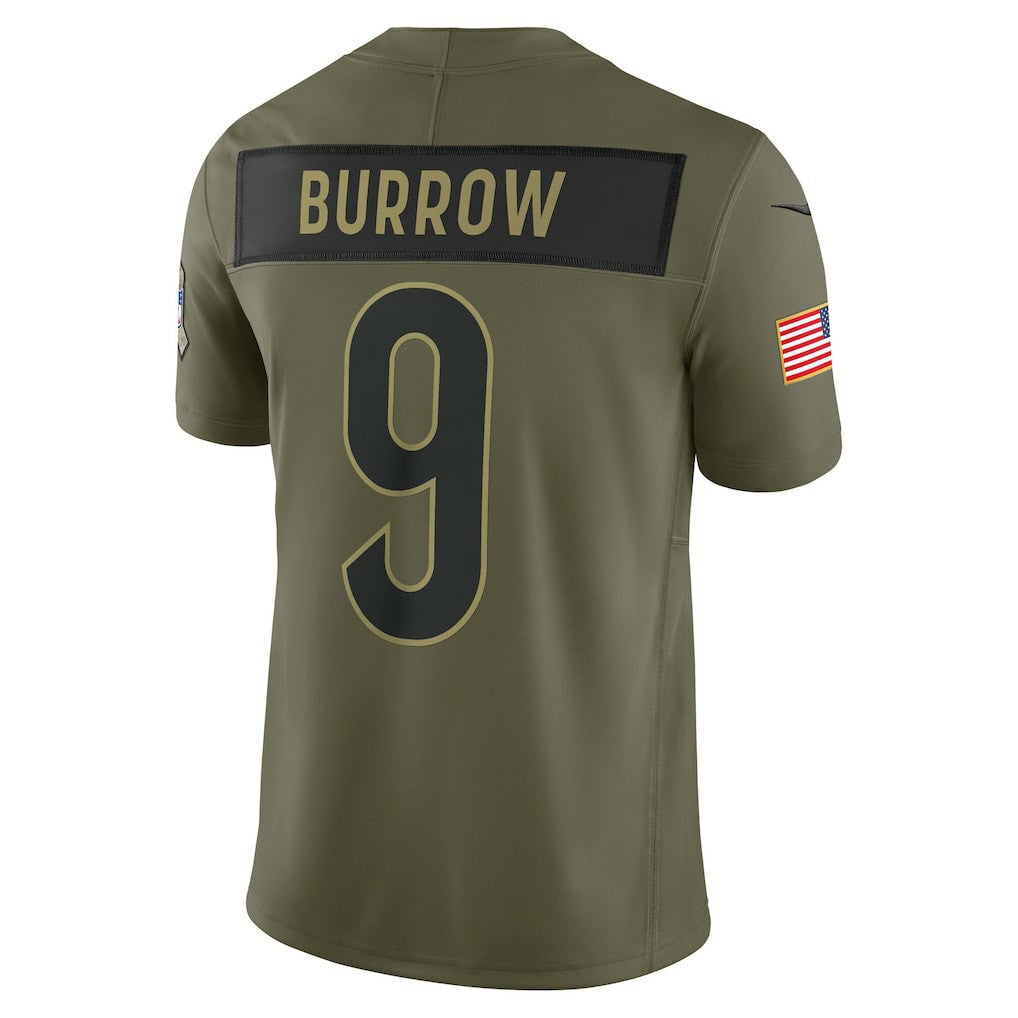 Nike Joe Burrow Cincinnati Bengals 2025 Salute to Service Limited Jersey Olive