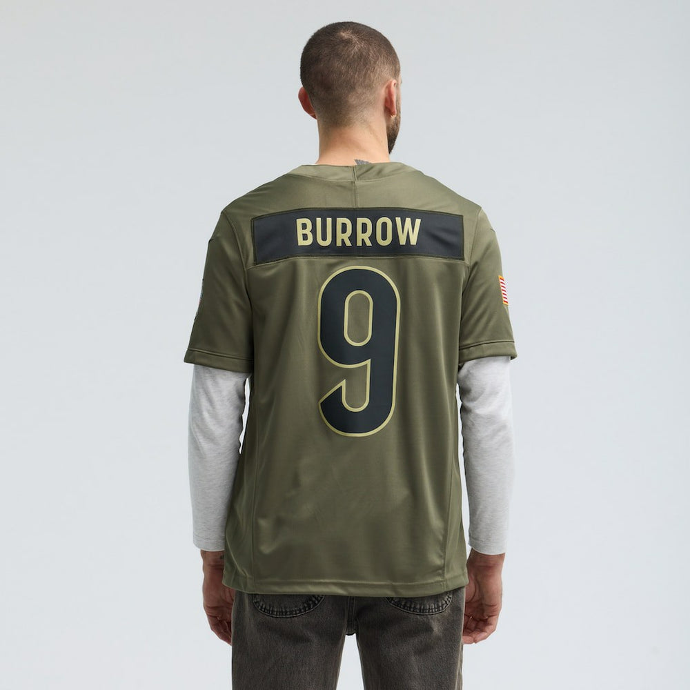 Nike Joe Burrow Cincinnati Bengals 2025 Salute to Service Limited Jersey Olive