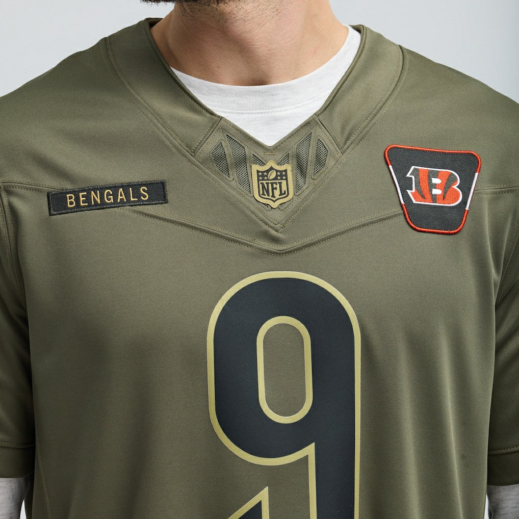 Nike Joe Burrow Cincinnati Bengals 2025 Salute to Service Limited Jersey Olive
