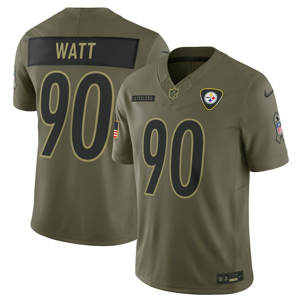 Nike T.J. Watt Pittsburgh Steelers 2025 Salute to Service Limited Jersey Olive