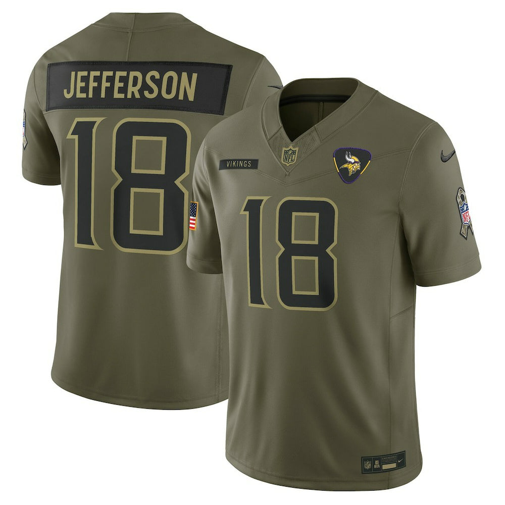 Nike Justin Jefferson Minnesota Vikings 2025 Salute to Service Limited Jersey Olive