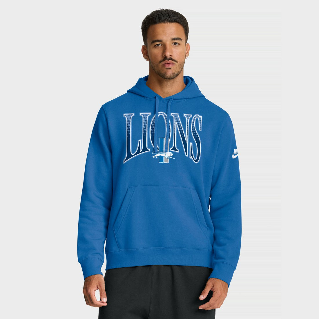 Nike Detroit Lions Full Blitz Club Fleece Pullover Hoodie Blue