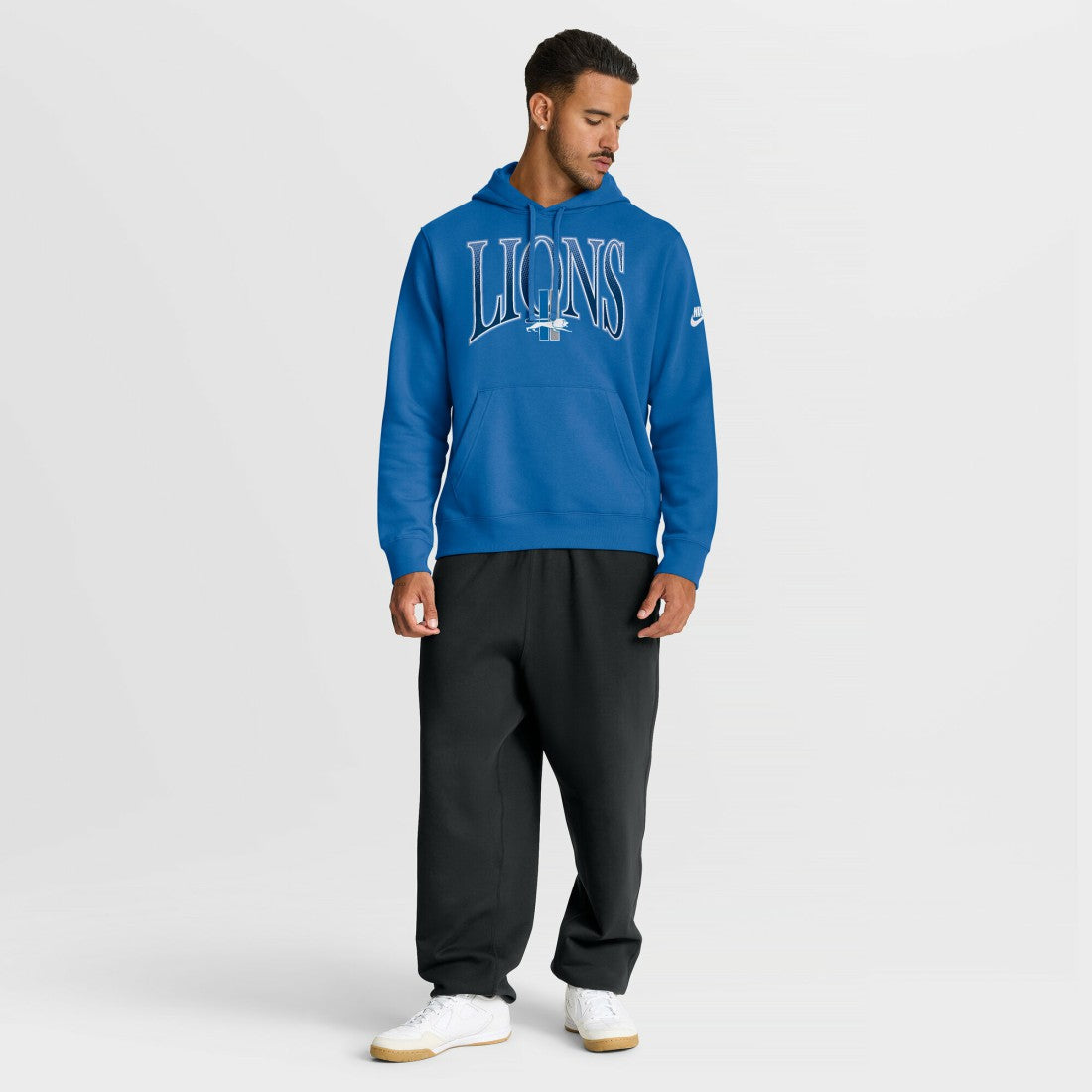 Nike Detroit Lions Full Blitz Club Fleece Pullover Hoodie Blue