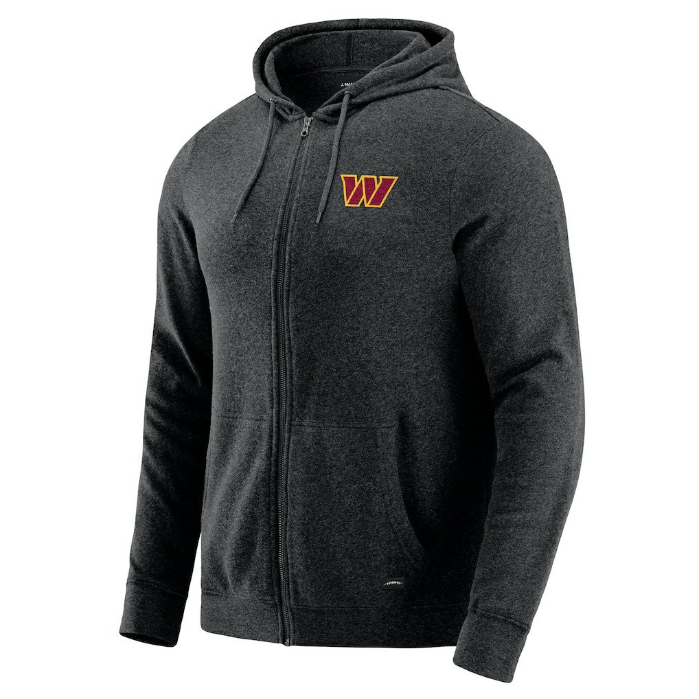 Washington Commanders J. Palmer Players Lounge Tri-Blend Full-Zip Hoodie Dark Heather Gray