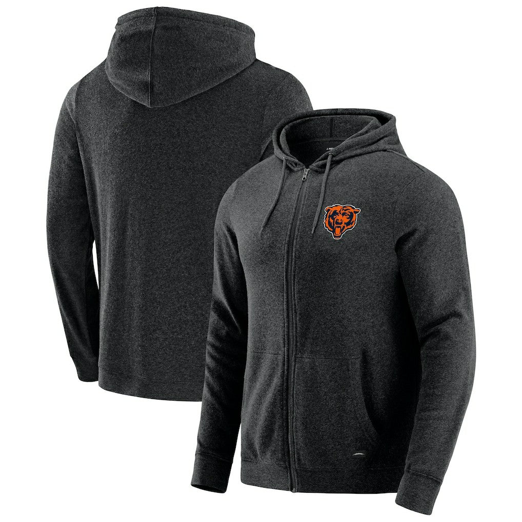 Chicago Bears J. Palmer Players Lounge Tri-Blend Full-Zip Hoodie Dark Heather Gray