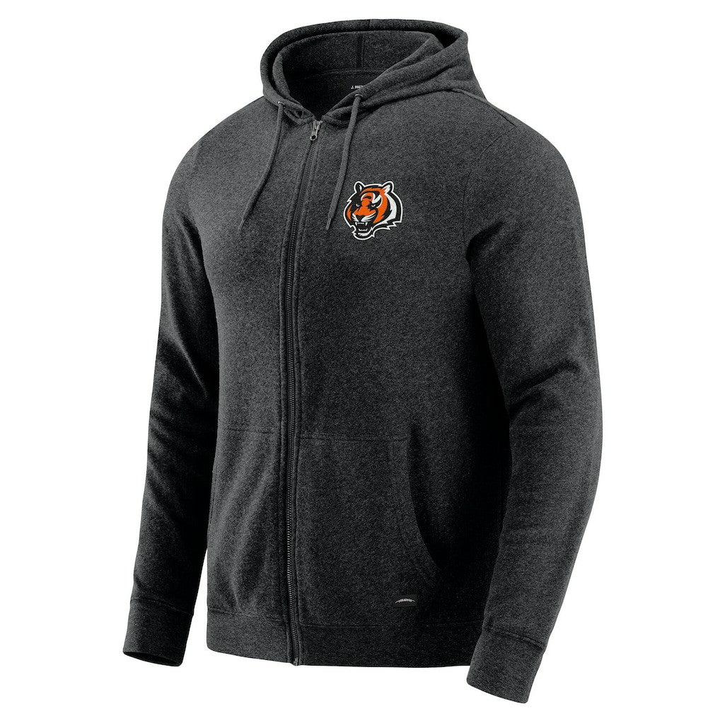 Cincinnati Bengals J. Palmer Players Lounge Tri-Blend Full-Zip Hoodie Dark Heather Gray
