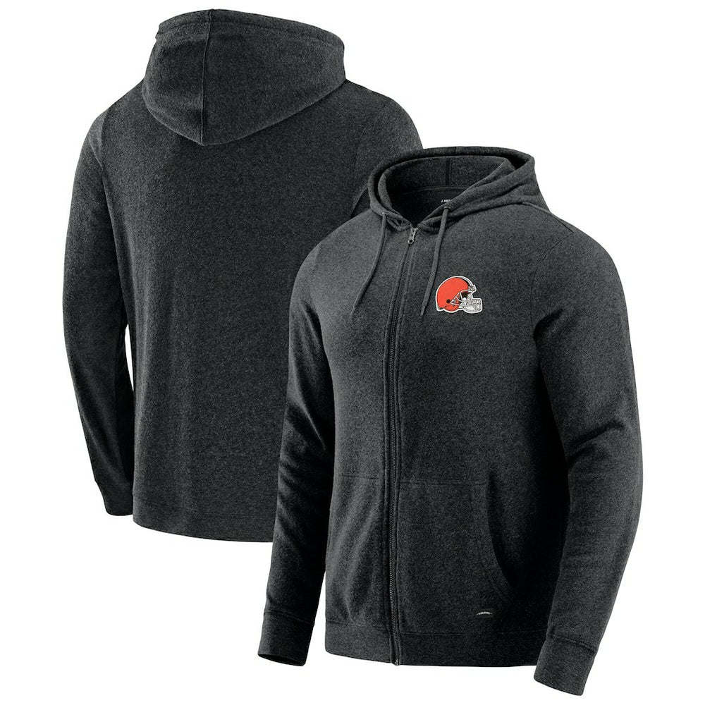 Cleveland Browns J. Palmer Players Lounge Tri-Blend Full-Zip Hoodie Dark Heather Gray
