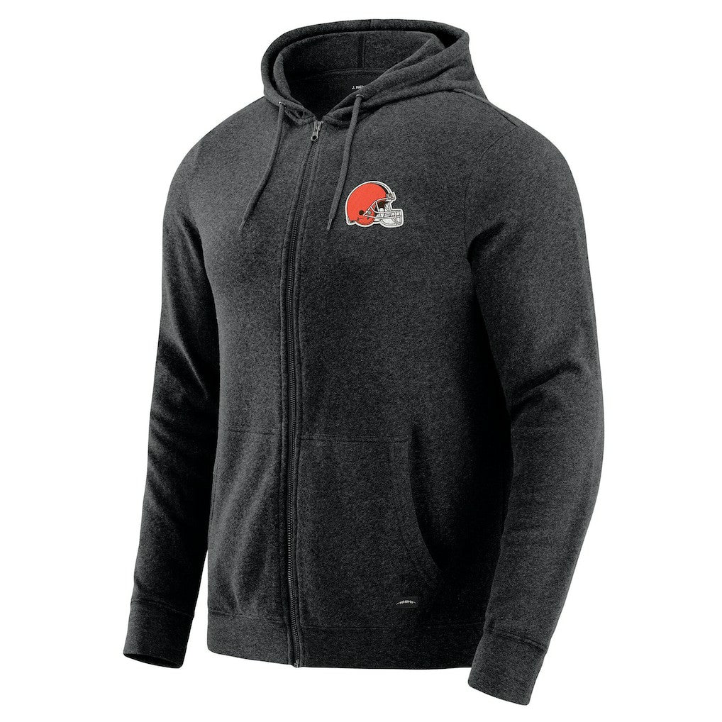 Cleveland Browns J. Palmer Players Lounge Tri-Blend Full-Zip Hoodie Dark Heather Gray