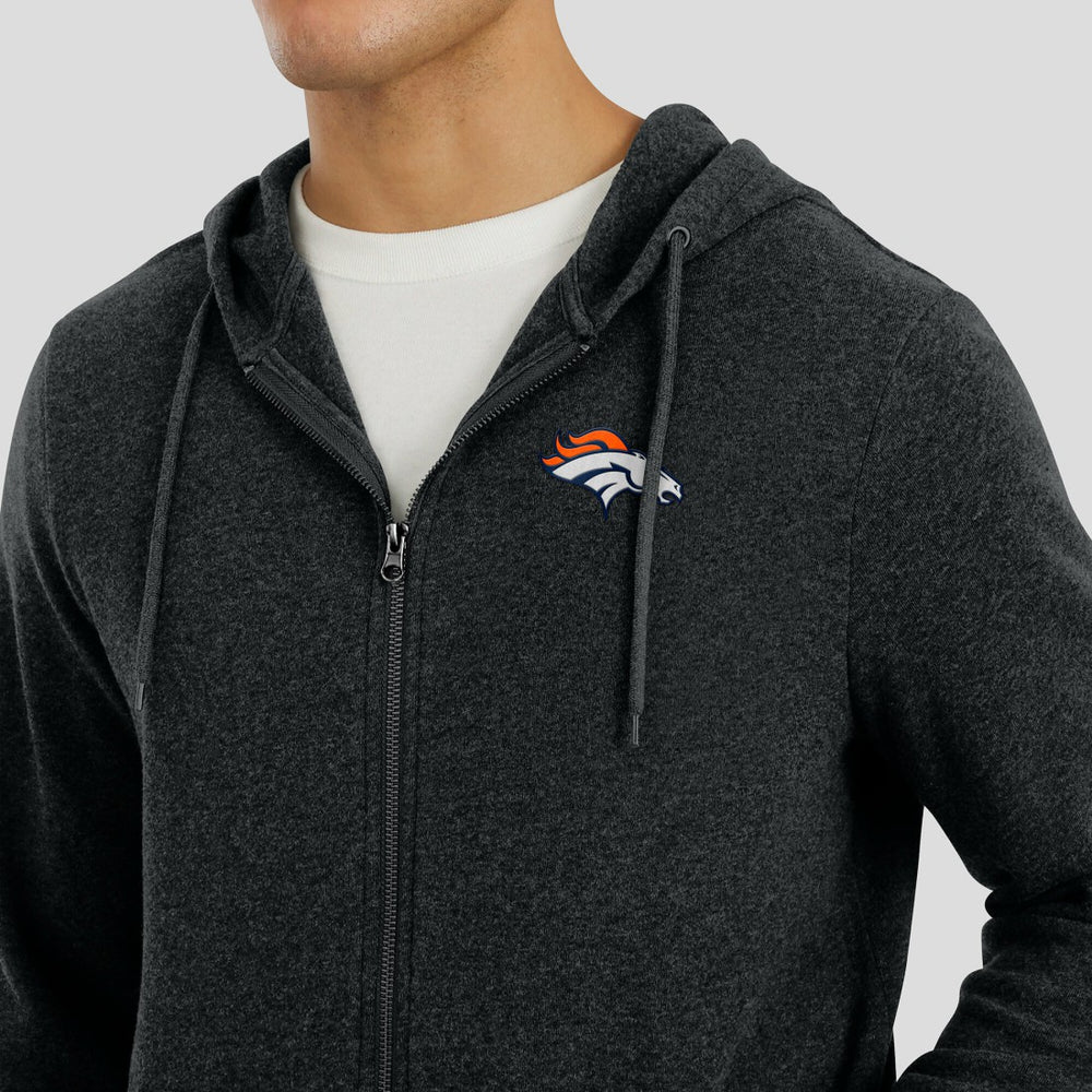 Denver Broncos J. Palmer Players Lounge Tri-Blend Full-Zip Hoodie Dark Heather Gray