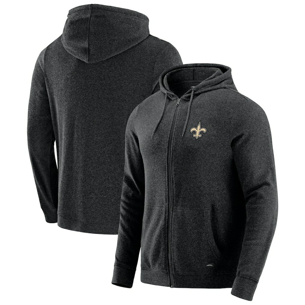 New Orleans Saints J. Palmer Players Lounge Tri-Blend Full-Zip Hoodie Dark Heather Gray