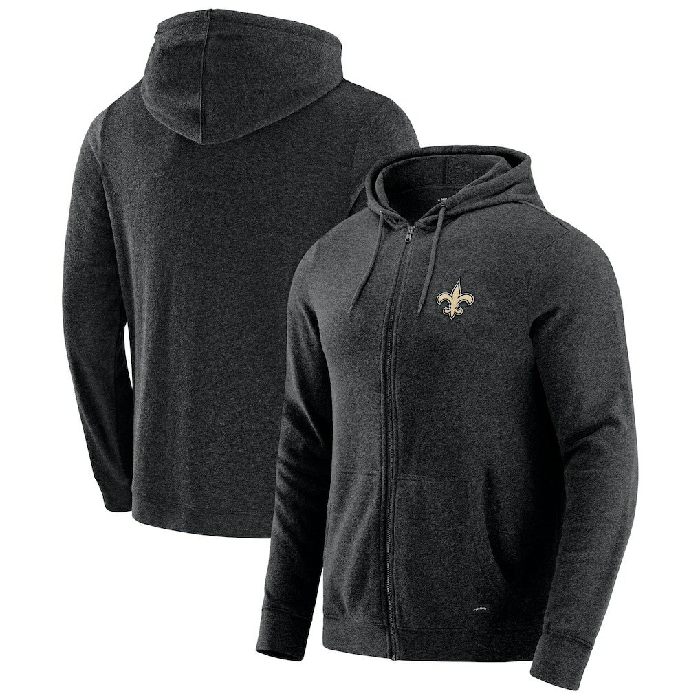 New Orleans Saints J. Palmer Players Lounge Tri-Blend Full-Zip Hoodie Dark Heather Gray