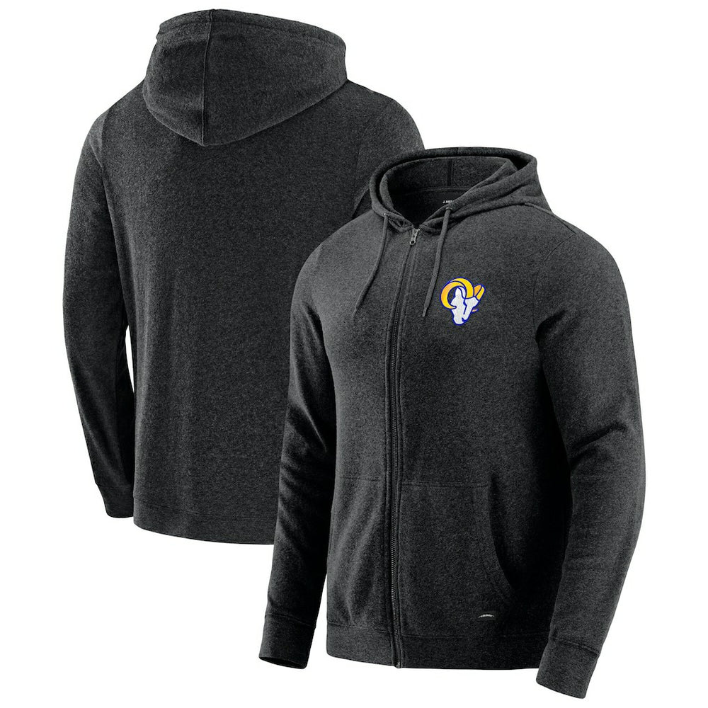 Los Angeles Rams J. Palmer Players Lounge Tri-Blend Full-Zip Hoodie Dark Heather Gray