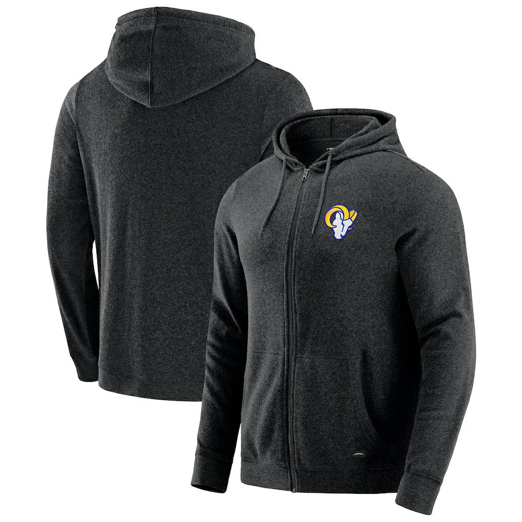 Los Angeles Rams J. Palmer Players Lounge Tri-Blend Full-Zip Hoodie Dark Heather Gray