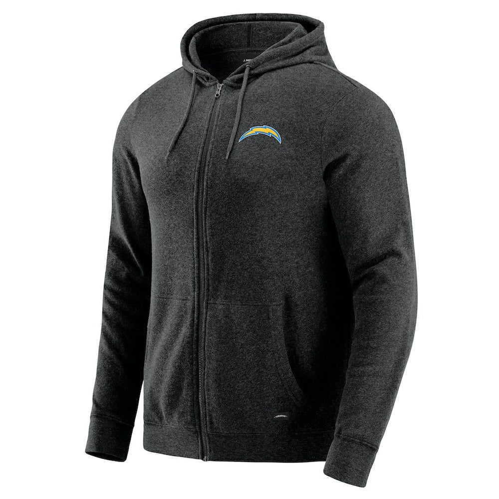 Los Angeles Chargers J. Palmer Players Lounge Tri-Blend Full-Zip Hoodie Dark Heather Gray