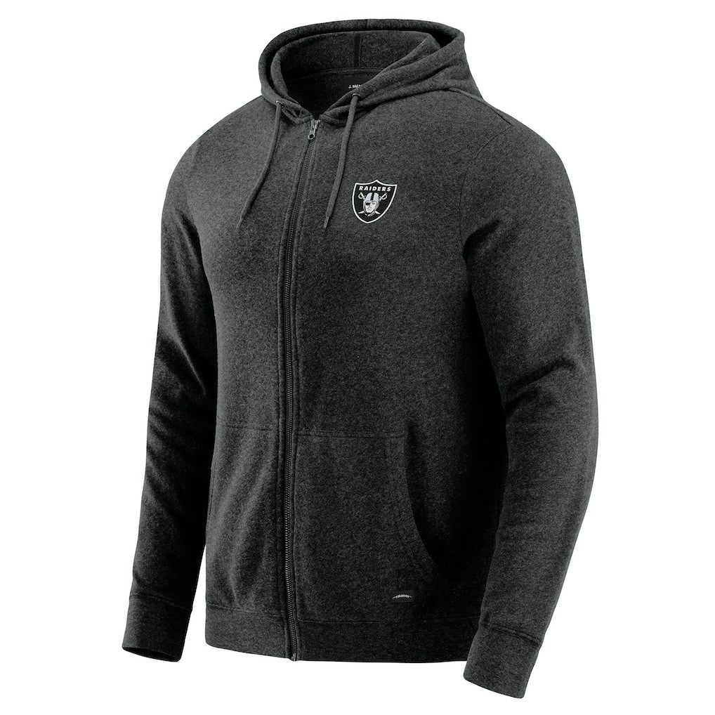 Las Vegas Raiders J. Palmer Players Lounge Tri-Blend Full-Zip Hoodie Dark Heather Gray