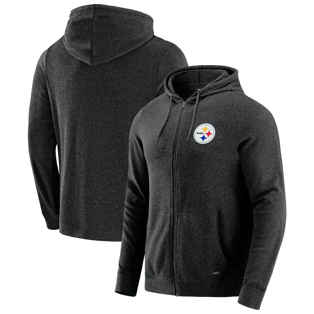Pittsburgh Steelers J. Palmer Players Lounge Tri-Blend Full-Zip Hoodie Dark Heather Gray