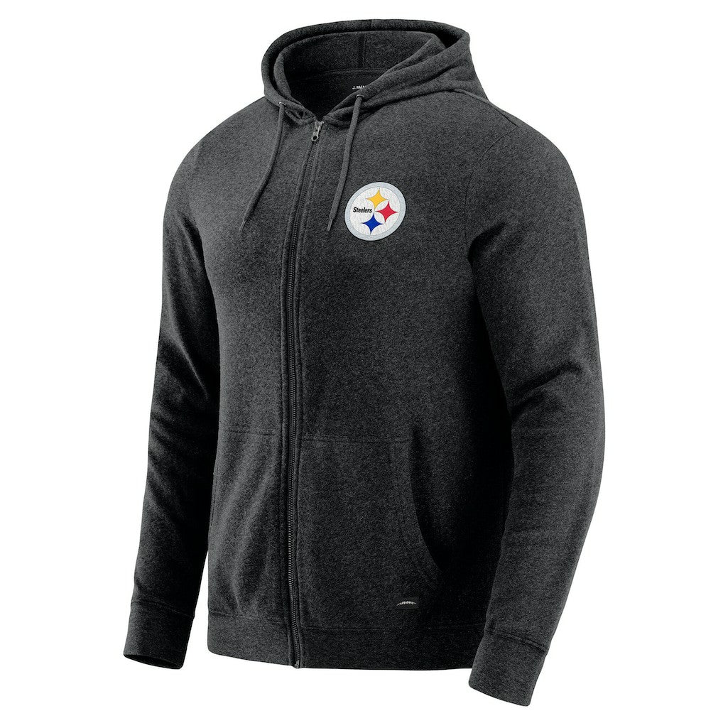 Pittsburgh Steelers J. Palmer Players Lounge Tri-Blend Full-Zip Hoodie Dark Heather Gray