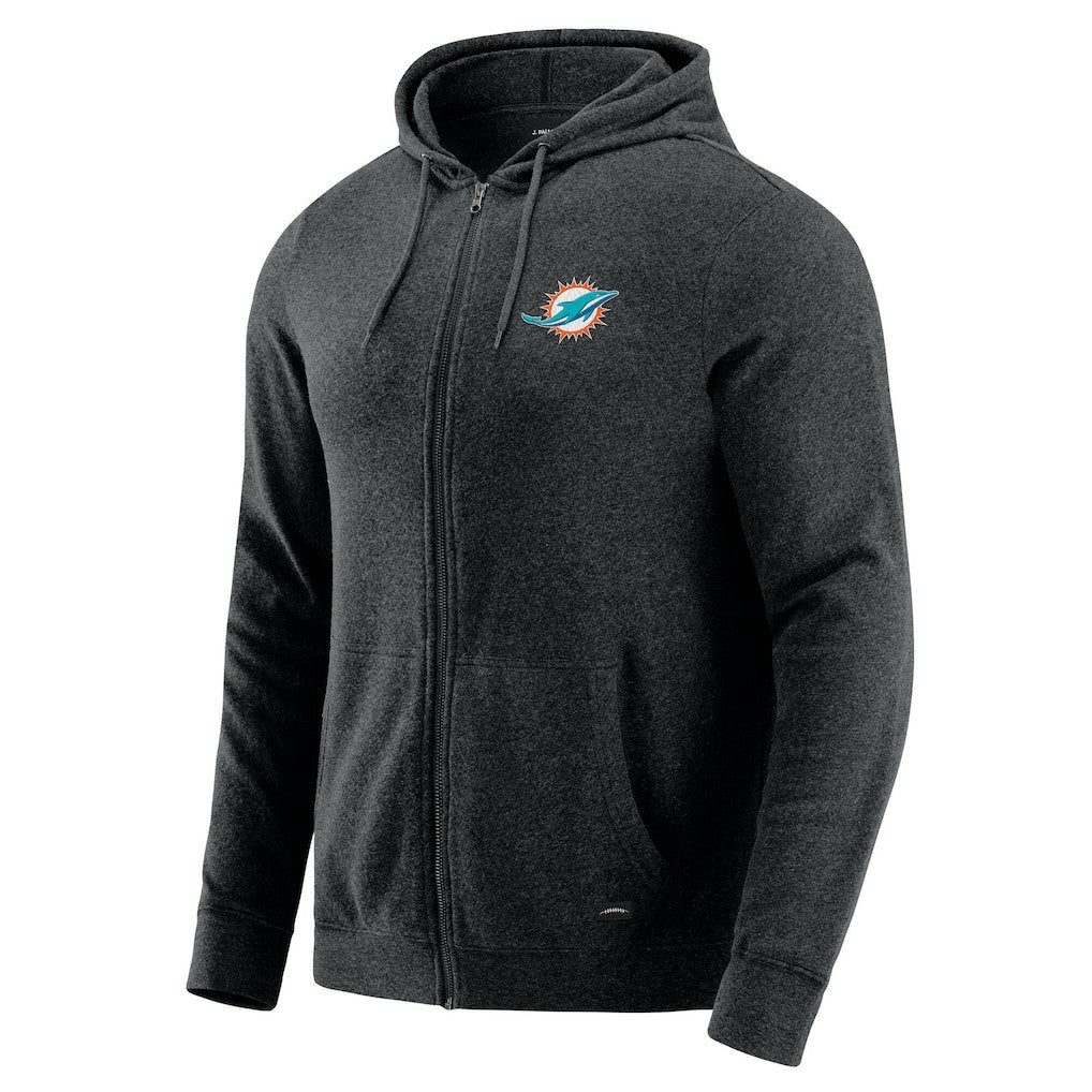 Miami Dolphins J. Palmer Players Lounge Tri-Blend Full-Zip Hoodie Dark Heather Gray