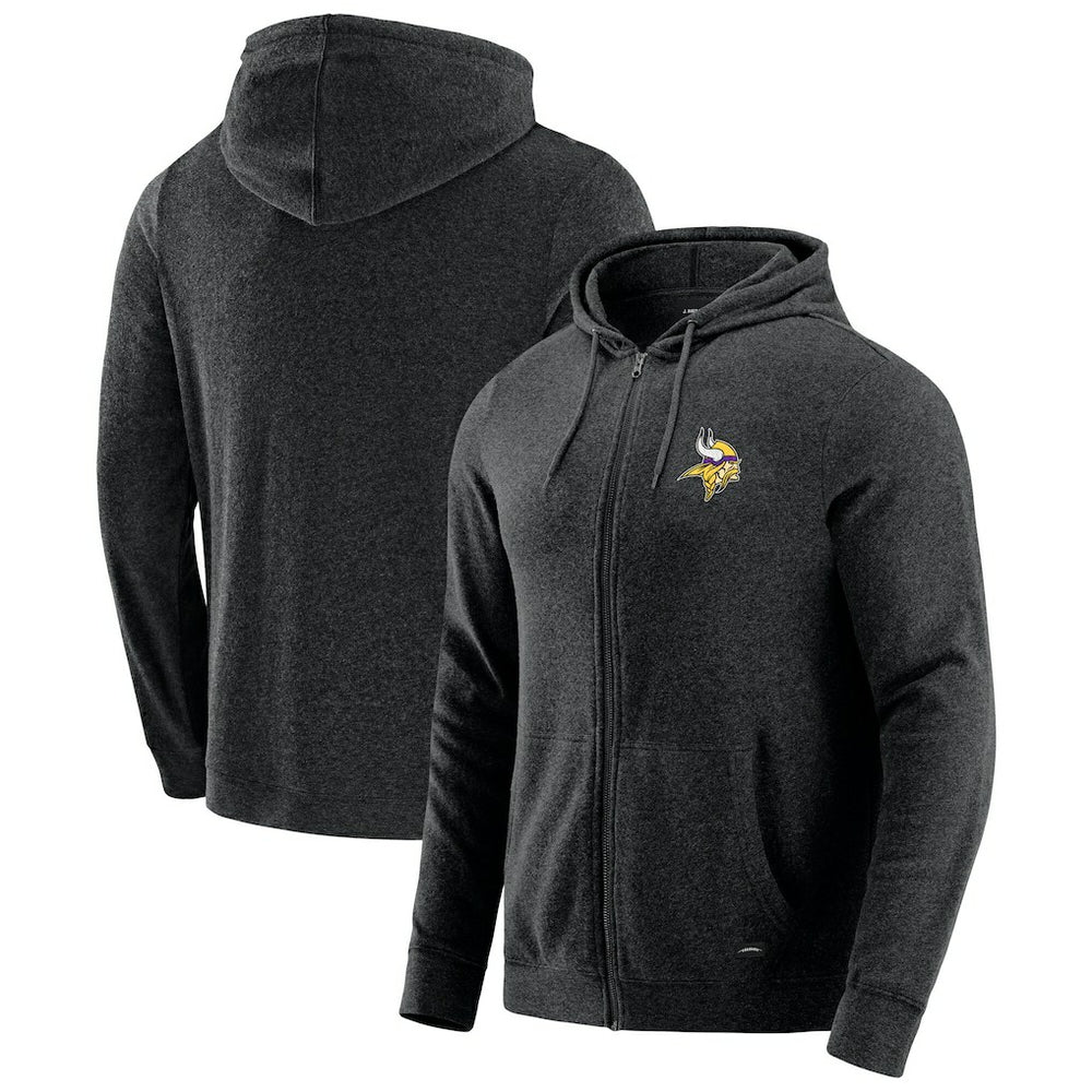 Minnesota Vikings J. Palmer Players Lounge Tri-Blend Full-Zip Hoodie Dark Heather Gray