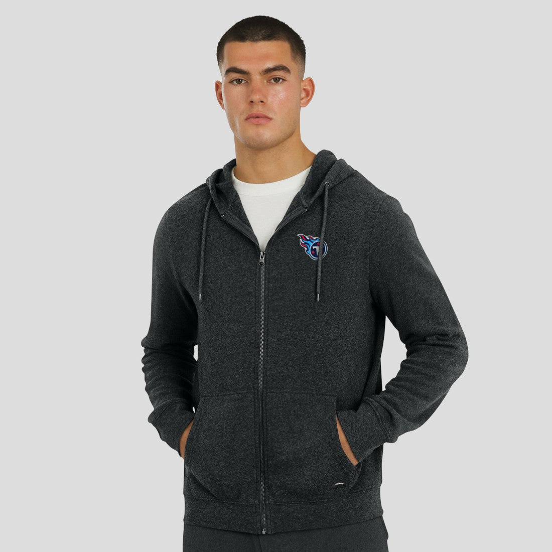Tennessee Titans J. Palmer Players Lounge Tri-Blend Full-Zip Hoodie Dark Heather Gray