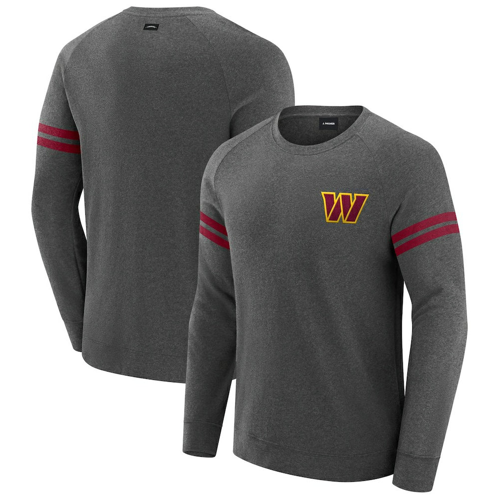 Washington Commanders J. Palmer Players Lounge Raglan Tri-Blend Sweatshirt Dark Heather Gray