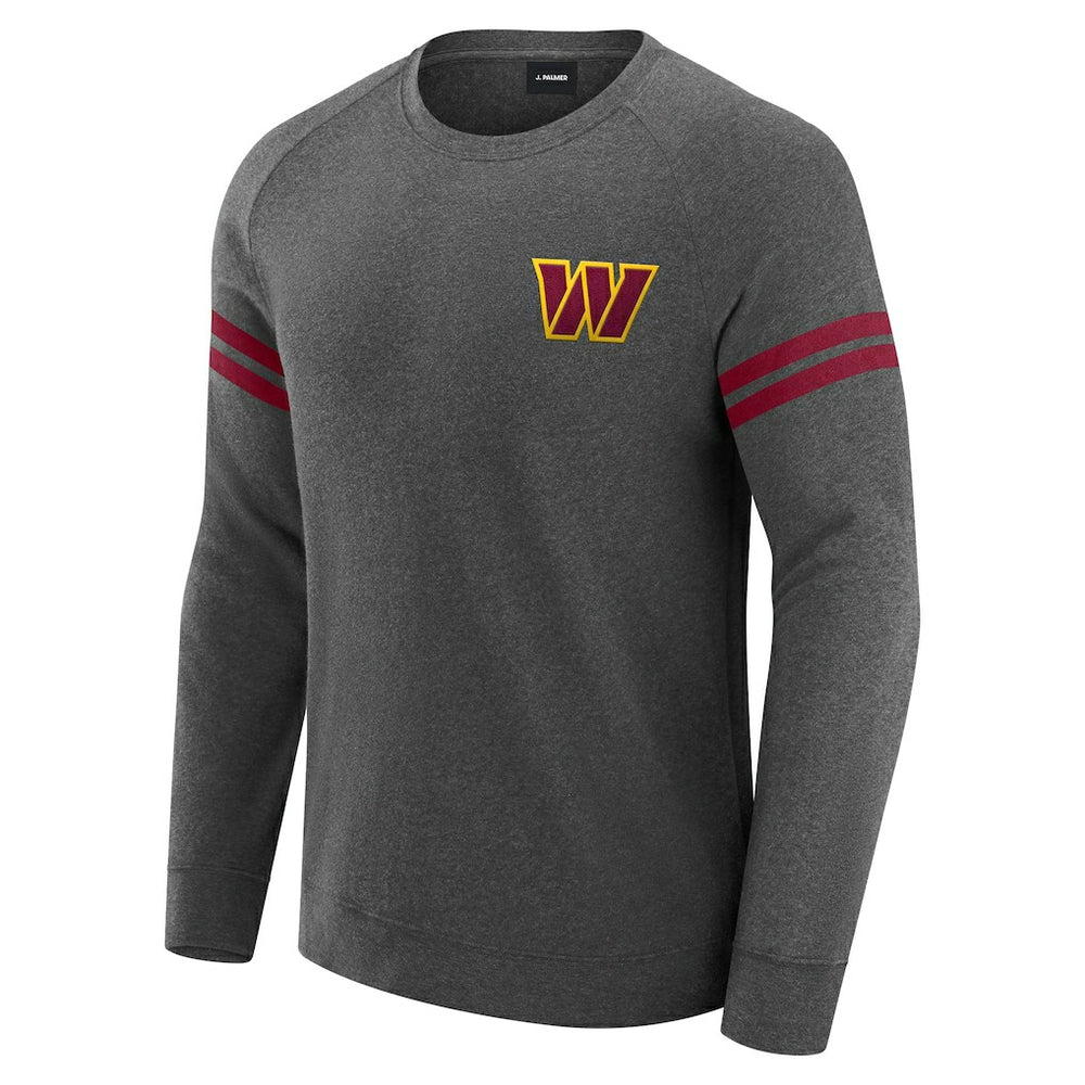 Washington Commanders J. Palmer Players Lounge Raglan Tri-Blend Sweatshirt Dark Heather Gray