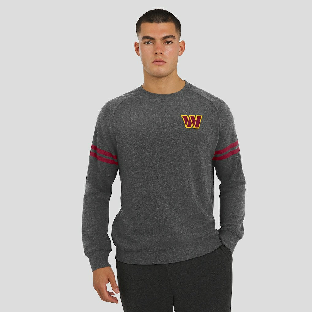Washington Commanders J. Palmer Players Lounge Raglan Tri-Blend Sweatshirt Dark Heather Gray
