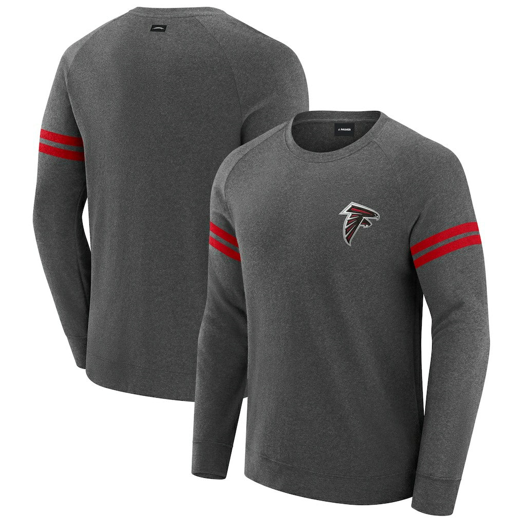 Atlanta Falcons J. Palmer Players Lounge Raglan Tri-Blend Sweatshirt Dark Heather Gray
