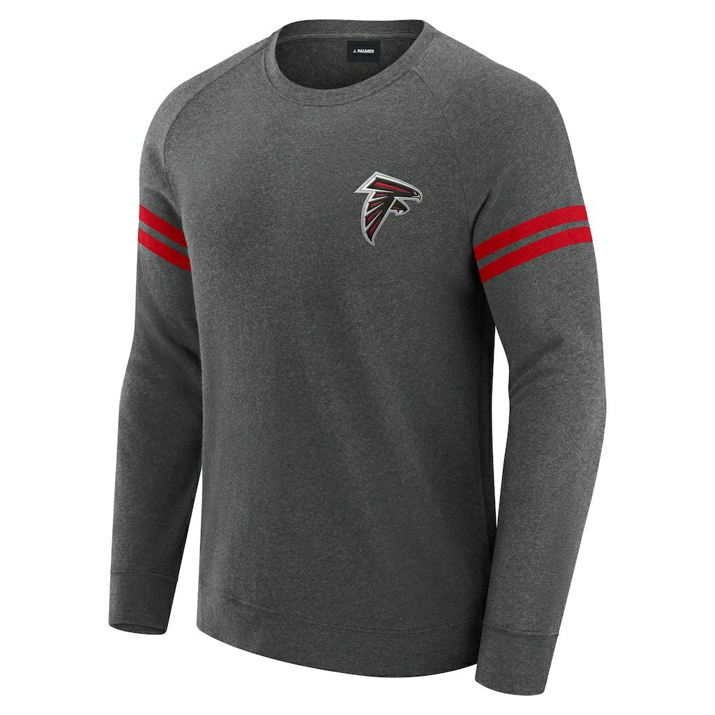 Atlanta Falcons J. Palmer Players Lounge Raglan Tri-Blend Sweatshirt Dark Heather Gray