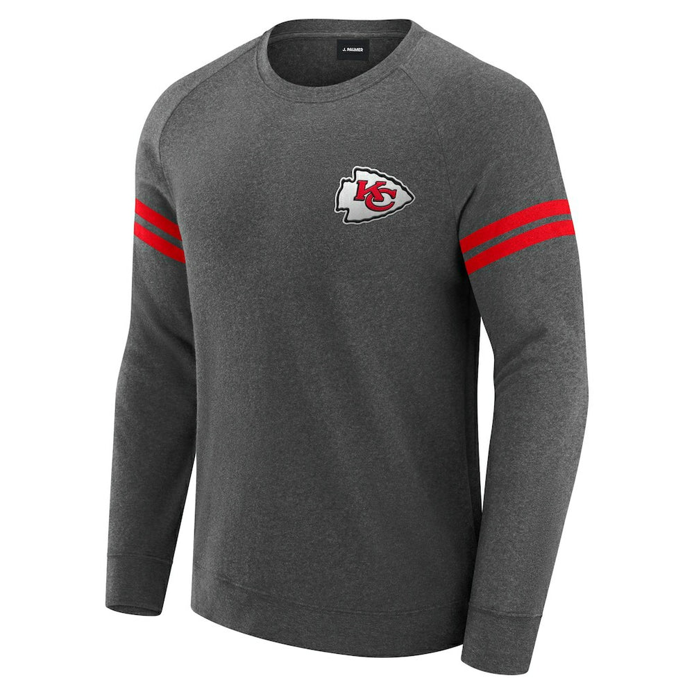 Kansas City Chiefs J. Palmer Players Lounge Raglan Tri-Blend Sweatshirt Dark Heather Gray