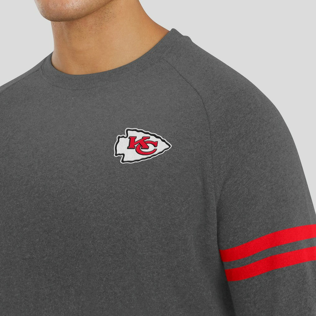 Kansas City Chiefs J. Palmer Players Lounge Raglan Tri-Blend Sweatshirt Dark Heather Gray
