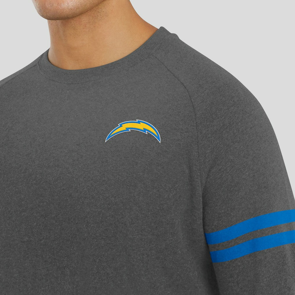Los Angeles Chargers J. Palmer Players Lounge Raglan Tri-Blend Sweatshirt Dark Heather Gray